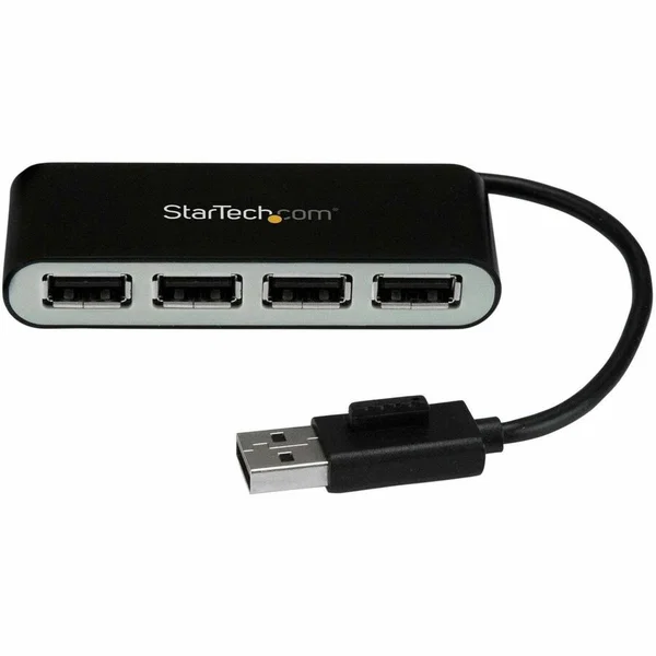 StarTech 4 Port USB Hub - 4 x USB 2.0 port - Bus Powered - USB Adapter - USB Splitter - Multi Port USB Hub - USB 2.0 Hub - Add four USB 2.0 ports to your computer using this cost-effective compact USB hub - 4 Port USB Hub with Built-in Cable - 4 Port Port