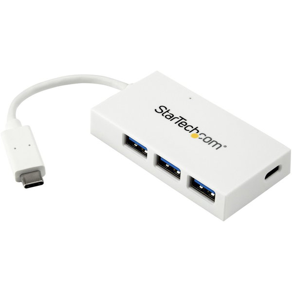 StarTech 4 Port USB C Hub with 1x USB-C & 3x USB-A (SuperSpeed 5Gbps), USB Bus Powered, Portable/Laptop USB 3.0 Type-C Hub, White, TAA - Portable 4 Port USB-C hub - USB Type-C laptop to 3 USB-A/1 USB-C - SuperSpeed 5Gbps (USB 3.0/USB 3.1/3.2 Gen 1) - USB 