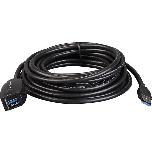 KanexPro SuperSpeed USB 3.0 Active Extension Cable - 16ft. (4.9m) - 16 ft USB Data Transfer Cable for USB Hub, Tablet, Camera - First End: 1 x USB 3.0 Type A - Male - Second End: 1 x USB 3.0 Type A - Female - 5 Gbit/s - Extension Cable - Black - 1
