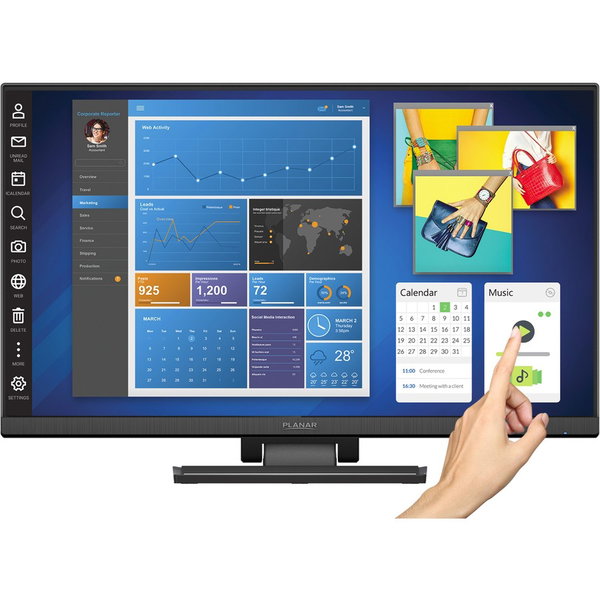 Planar Helium PCT2435 LCD Touchscreen Monitor - 16:9 - 14 ms - 23.8" Viewable - Projected Capacitive - Multi-touch Screen - 1920 x 1080 - Full HD - 16.7 Million Colors - 1,000:1 - 250 Nit - Edge LED Backlight - Speakers - HDMI - USB - VGA - Black - 3 Year