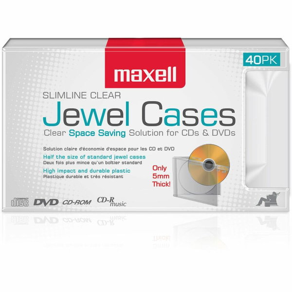 Maxell SlimLine CD-365 Optical Disc Case - Jewel Case - Book Fold - Plastic - ClearCD/DVD