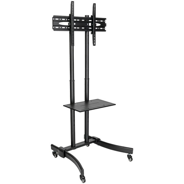 Tripp Lite by Eaton TV Mobile Flat-Panel Floor Stand Cart Height Adjustable LCD- 37" to 70" TVs and Monitors - Up to 70" Screen Support - 88 lb Load Capacity - 1 x Shelf(ves) - 67.5" Height x 27.6" Width x 27.6" Depth - Floor Stand - Steel, Aluminum - Bla