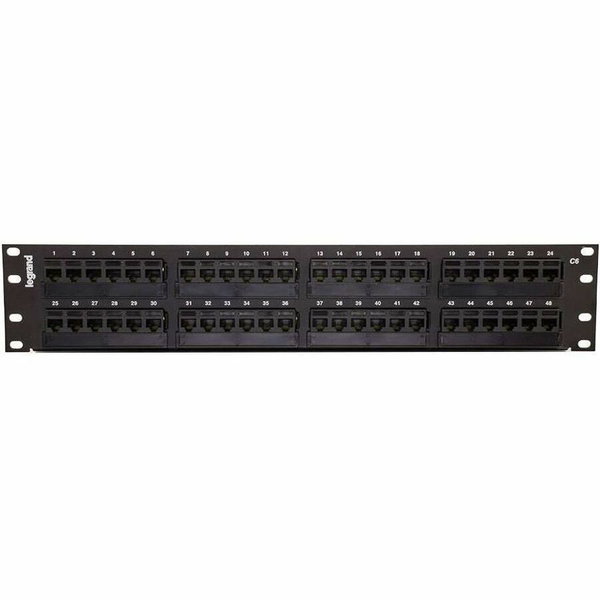 C2G 48-Port Cat6 110-Type Patch Panel (TAA Compliant) - 48 Port(s) - 48 x RJ-45 - 2U High - Black - 19" Wide - Rack-mountable - TAA Compliant