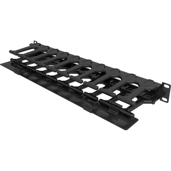 Vertiv Horizontal Cable Manager with finger slots| 1U| (VRA1002) - Black - 1 Pack - 1U Rack Height - 19" Panel Width - Metal