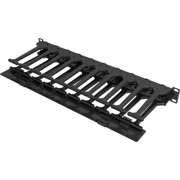 Vertiv 1U x 6" Horizontal Cable Manager, Single-Sided with Cover - Black - 1 Pack - 1U Rack Height - 19" Panel Width - Metal
