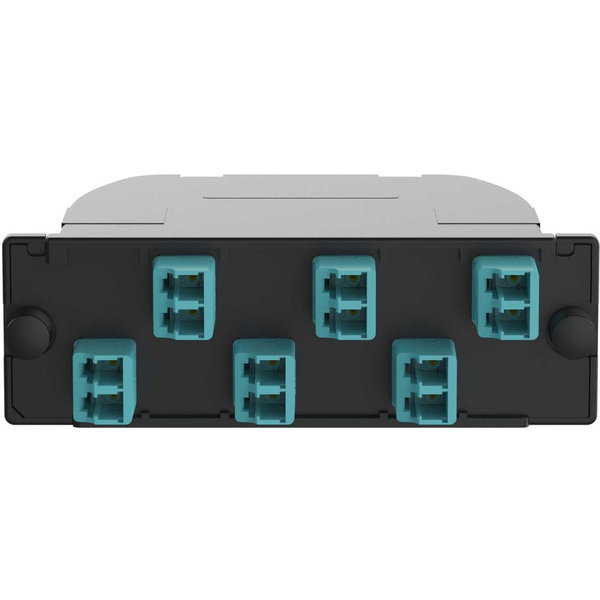 Panduit OptiCom MPO-LC Fiber Cassette OM3, 12 Fiber, Universal - 12 Port(s) - 6 x Duplex - Aqua, Black
