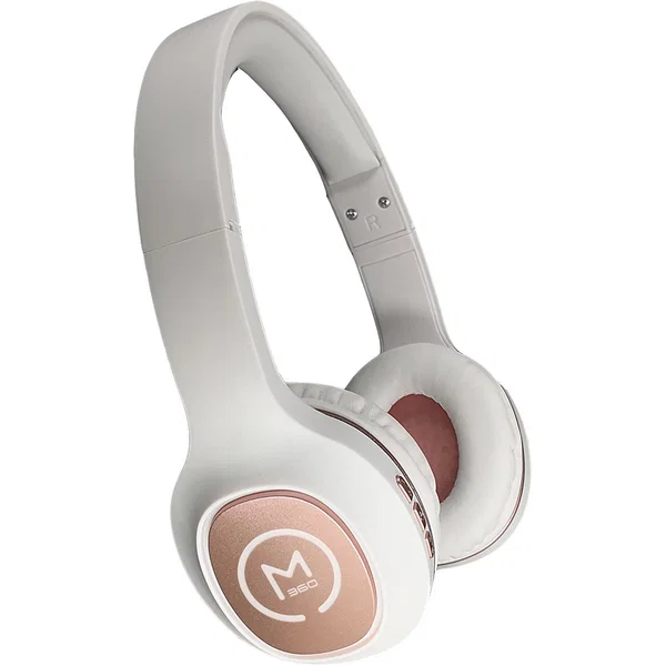 Morpheus 360 Tremors Wireless on ear Headphones-Bluetooth 5.3-HP4500R - HiFi Stereo - Wired/Wireless - 32 Ohm - 22 Hz - 20 kHz - Over-the-head - Binaural - On-the-Ear - Comfortable - Adjustable - White/Rose Gold