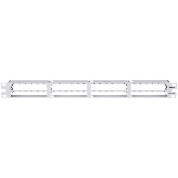 Panduit QuickNet Patch Panel - 48 Port(s) - 1U High - White - Rack-mountable