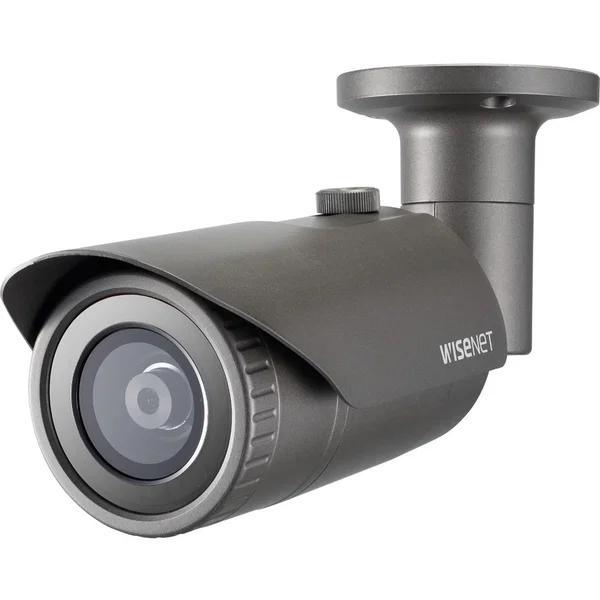 Wisenet QNO-6012R 2 Megapixel Outdoor HD Network Camera - Color - Bullet - Dark Gray - 65.62 ft Night Vision - H.264, MJPEG, H.265 - 1920 x 1080 Fixed Lens - 30 fps - CMOS - Box Mount, Pole Mount