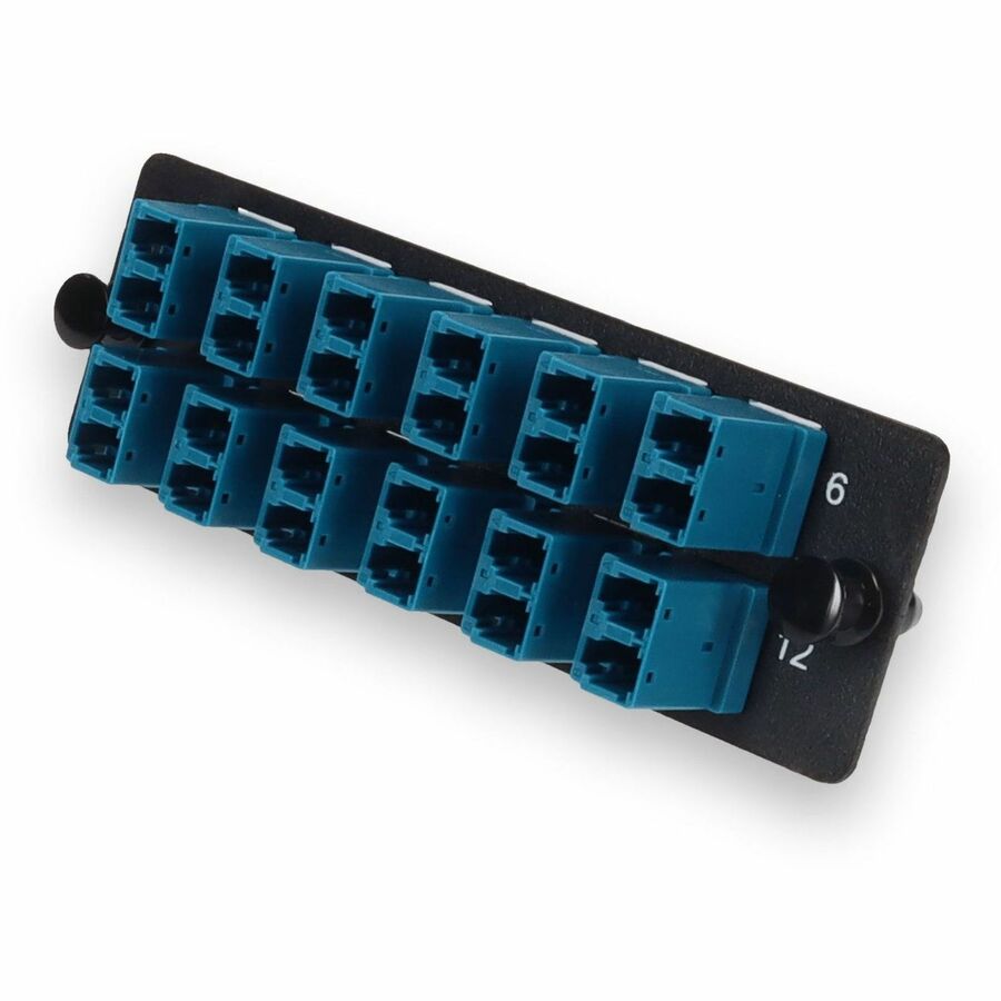 AddOn 4-Bay Panel Plate with 24-fiber 12x LC Duplex OS2 Fiber adapter panel - 24 Port(s) - 24 x Duplex - Optical Fiber