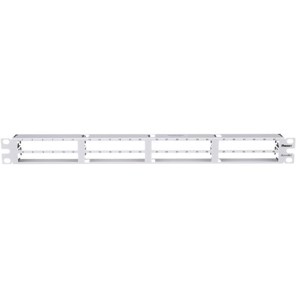 Panduit QuickNet Network Patch Panel - 48 Port(s) - 1U High - White - 19"/23" Wide - Rack-mountable