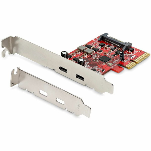 StarTech 2-Port USB 3.2 Gen 2 PCIe Card, USB-C 10Gbps PCI Express 3.0 x4 Controller, USB Type-C, Data Only, Windows/macOS/Linux, TAA - USB-C 10Gbps PCIe Card; 15W (5V@3A per port) for charging - ASM3242 controller using x4 lanes - Supports Multiple INs an