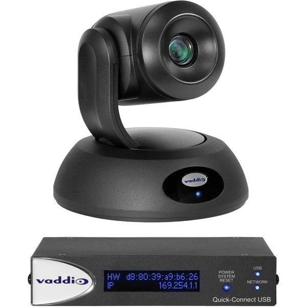 Vaddio RoboSHOT QUSB Video Conferencing System - PTZ Camera and USB Interface - Black - 8.6 Megapixel Interpolated - 1920 x 1080 Video - Exmor R CMOS Sensor - Auto/Manual - Network (RJ-45)