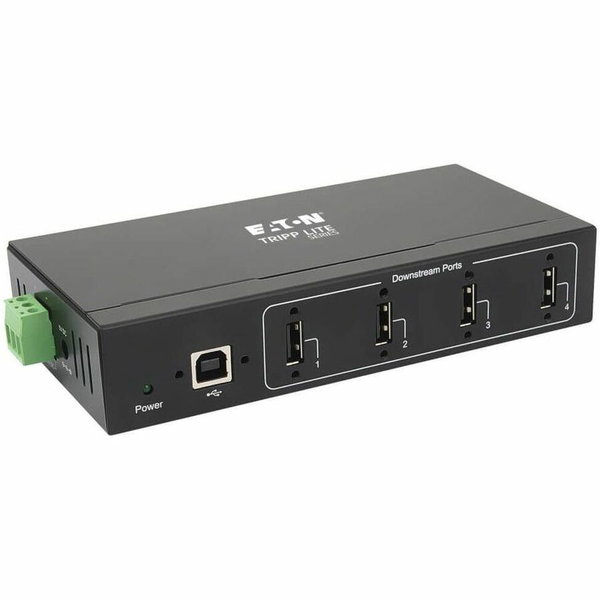 Eaton Tripp Lite Series 4-Port Industrial-Grade USB 2.0 Hub - 15 kV ESD Immunity, Metal Housing, Wall/DIN Mountable - USB 2.0 Type B - Wall/DIN Rail Mountable - 4 USB Port(s) - 4 USB 2.0 Port(s) - Mac, Linux, PC