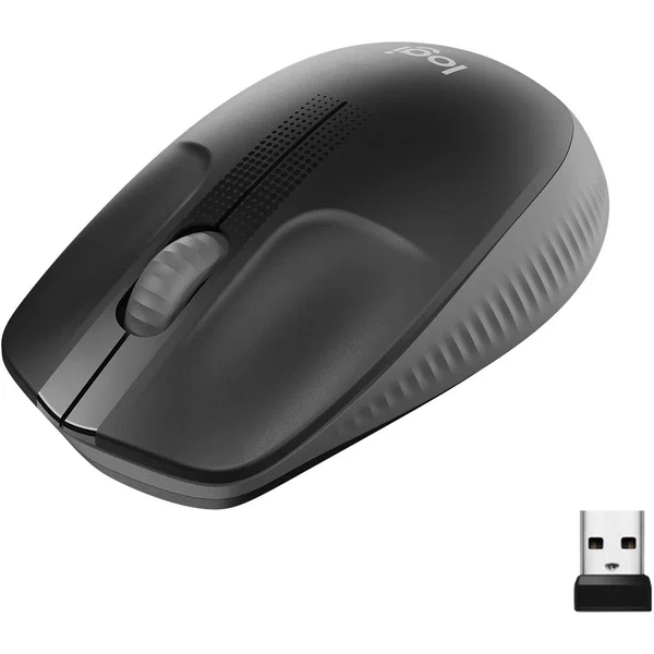 Logitech Wireless Mouse M190 - Full Size Ambidextrous Curve Design, 18-Month Battery with Power Saving Mode, Precise Cursor Control & Scrolling, Wide Scroll Wheel, Thumb Grips (Charcoal) - Full-size Mouse - Optical - Wireless - Radio Frequency - 2.40 GHz 