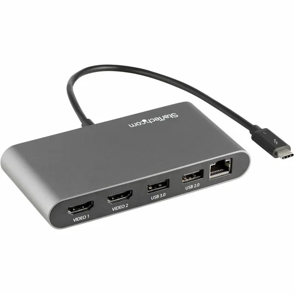 StarTech Dual-Monitor Thunderbolt Mini Dock, 4K 60Hz HDMI, Driverless Hub for Windows & Mac, Gigabit Ethernet, 2x USB-A - Thunderbolt mini dock - 40Gb video & data/dual monitor HDMI 4K 60Hz/2x USB-A (1x5Gbps/1 USB 2.0)/GbE - Portable bus powered laptop do