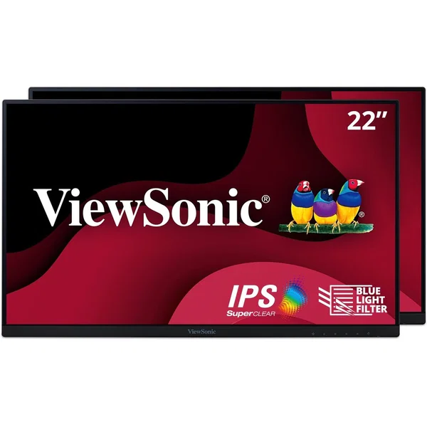 ViewSonic VA2256-MHD_H2 22 Inch 1080p Dual Pack Head-Only Monitors, IPS Display with FreeSync for Dual-Screen Home and Office Setups, HDMI, DisplayPort, and VGA Inputs - VA2256-MHD_H2 - Dual Pack Head-Only 1080p IPS Monitors with FreeSync, HDMI, DisplayPo