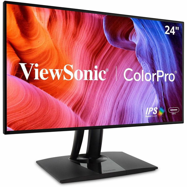 ViewSonic VP2468A 24 Inch 1080p ColorPro Monitor, IPS Display with 100% sRGB and Pantone Validated for Professional Photo Editing, Advanced Ergonomics, 65W USB-C, RJ45, HDMI, and DisplayPort - ColorPro VP2468a - 1080p Monitor with Ergonomics, 65W USB-C, R