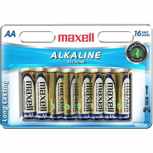 Maxell AA Cell - For Toy, Flashlight, Remote Control, Smoke Alarm, Tool - AA - 2900 mAh - 1.5 V DC - 5 Year Shelf Life - 16 / Pack