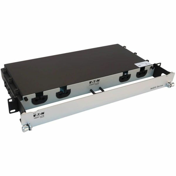 Eaton Tripp Lite Series Preloaded Fiber Panel, 1U - 2x (3x8F MTP/MPO-PC F/F) 24F Trunk Cables, OM4 Multimode, 20 m (65.6 ft.) - 1U High - Aqua, Black - 19" Wide - Rack-mountable