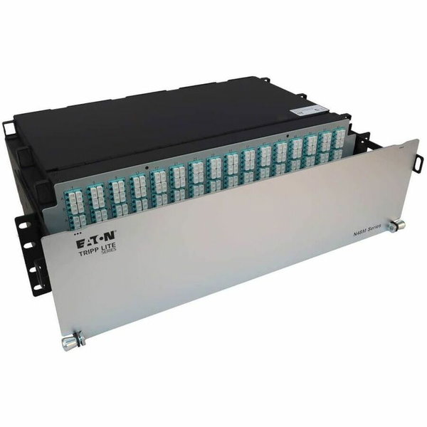 Eaton Tripp Lite Series Preloaded Fiber Patch Panel, 3U - 64x (12F MTP/MPO-PC to 4x LC Duplex F/F) 8F Trunk Cables, OM4 Multimode, 3 m (9.8 ft.) - 256 x Duplex - 3U High - Aqua - 19" Wide - Rack-mountable