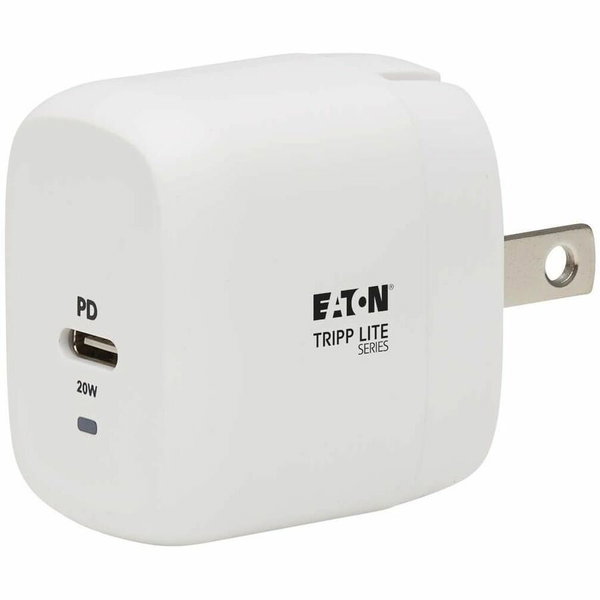 Eaton Tripp Lite Series Compact 1-Port USB-C Wall Charger - GaN Technology, 20W PD3.0 Charging, White - 120 V AC, 230 V AC Input - 5 V DC/3 A, 9 V DC Output - White