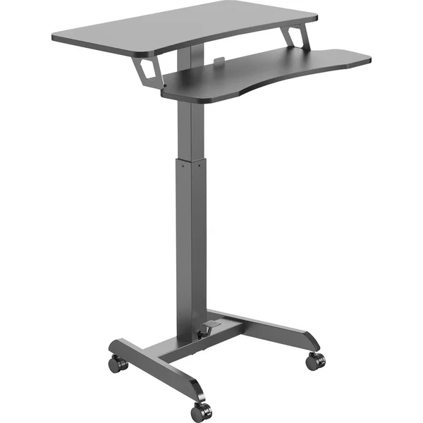 Kantek Mobile Sit-to-Stand Desk with Foot Pedal - Adjustable Height - 15.70" Table Top Length x 31.50" Table Top Width - 49" Height - Assembly Required - Black - Melamine Top Material - 1 Each