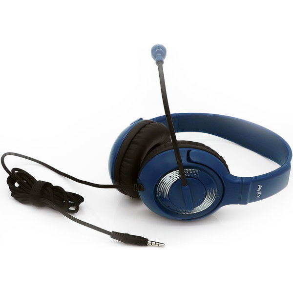 Avid 2AE-55 Wired Headset with Mic Blue - Stereo - Mini-phone (3.5mm) - Wired - 32 Ohm - 20 Hz to 20 kHz - Over-the-head - Binaural - Circumaural - 6 ft Cable - Bi-directional Microphone - Blue