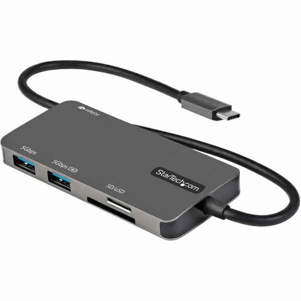 StarTech USB C Multiport Adapter, USB-C to 4K HDMI, 100W PD Pass-through, SD/MicroSD, 3xUSB 3.0, USB Type-C Mini Dock, 12" Long Cable - USB-C multiport adapter (5Gbps USB 3.1 Gen 1) - 4K 30Hz HDMI/2x USB-A/1x USB-C/MicroSD + SD Card Reader - USB C mini do