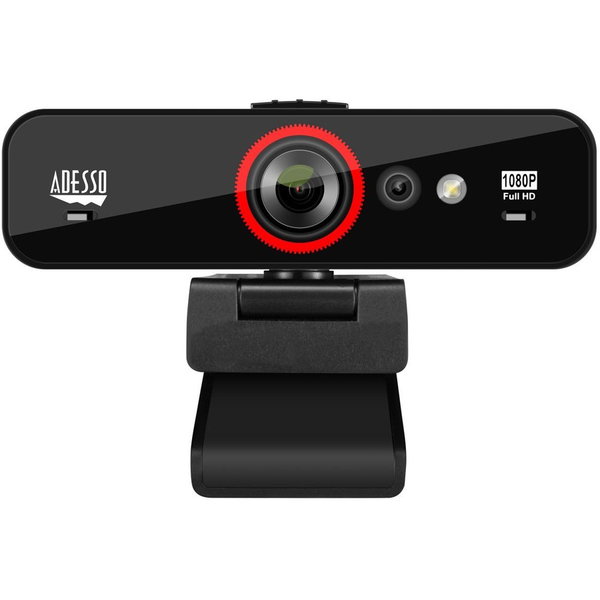Adesso CyberTrack F1 Webcam - Window Hello Certified - 2.1 Megapixel - 30 fps - USB 2.0 - 1 Each - 1920 x 1080 Video - CMOS Sensor - Fixed Focus - 120° Angle - Microphone - Window Hello Certified - Monitor, Notebook, TV - Windows 10