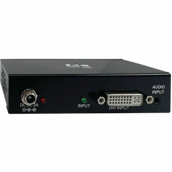 Eaton Tripp Lite Series 2-Port DVI Splitter with Audio and Signal Booster, Single-Link 1080p @ 60 Hz (DVI-D F/2xF), International Plug Adapters, TAA - 1920 x 1200 - 80 ft Maximum Operating Distance - Audio Line In - Audio Line Out - DVI In - DVI Out - Met