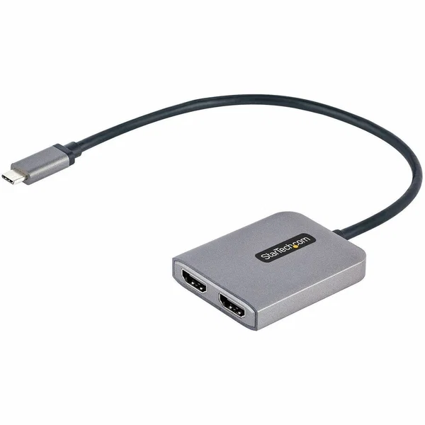 StarTech USB-C to Dual HDMI Adapter, USB Type-C Multi-Monitor MST Hub, Dual 4K 60Hz HDMI Laptop Display Extender / Splitter, Windows - USB-C to Dual HDMI MST Hub for 2x 4K 60Hz displays; Discrete GPUs/12th gen and up Intel Processors with DP 1.4 and DSC r