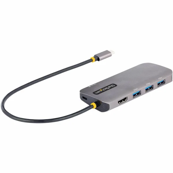 StarTech USB C Multiport Adapter, 4K 60Hz HDMI HDR10 Video, 3 Port 5Gbps USB 3.2 Hub, 100W PD PassThrough, GbE, Mini Travel Dock - USB C multiport adapter to 4K 60Hz HDMI video HDR with DP 1.4 Alt-Mode - 3x USB-A 5Gbps | 100W USB PD Pass-Through laptop ch