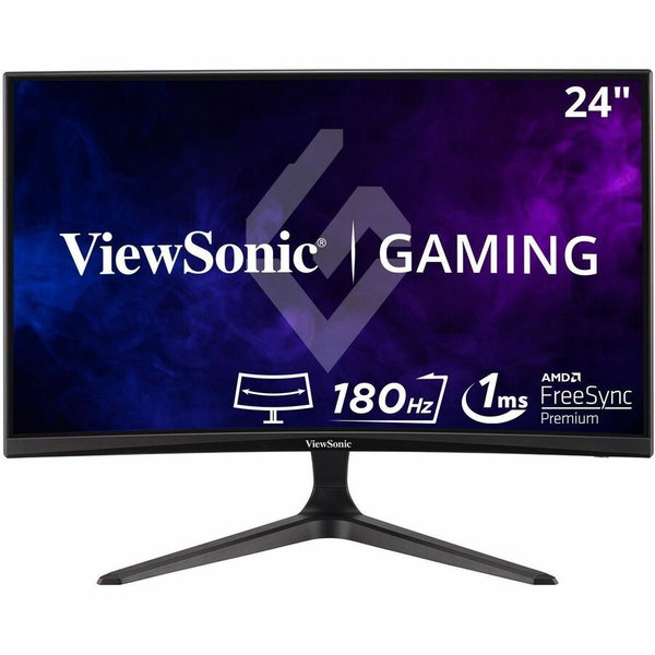 ViewSonic VX2418C 24 Inch 1080p Curved Gaming Monitor, 180Hz and 1ms for Smooth Gameplay, FreeSync Premium and Eye Care Technology for Comfortable Viewing, HDMI, and DisplayPort Inputs - VX2418C - 1080p 1ms 180Hz Curved Gaming Monitor with AMD FreeSync Pr