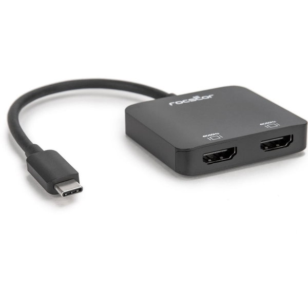 Rocstor Premium USB-C™ to Dual HDMI Multi Monitor Adapter - HDMI 4K 60Hz - USB Type- C® 2-Port Multi Monitor MST Hub Adapter- for PC/Windows - 4Kx2K Resolutions up to 3840x2160 @ 60Hz - For Notebook/Desktop PC - USB-C to 2x HDMI Splitter - DP 1.