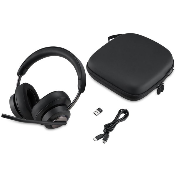 Kensington H3000 Bluetooth Over-Ear Headset - Google Assistant, Siri - Stereo - USB Type C - Wireless - Bluetooth - 98.4 ft - 32 Ohm - 20 Hz to 20 kHz - Over-the-ear, Over-the-head - Binaural - Ear-cup - Electret Condenser, Noise Cancelling Microphone - N