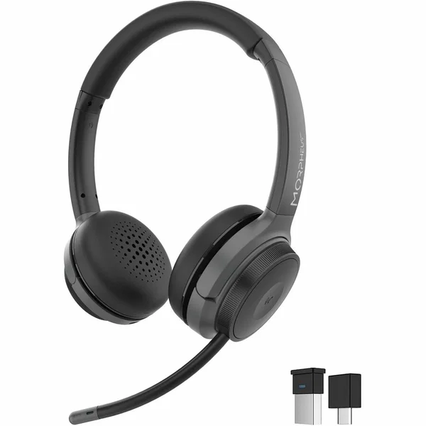 Morpheus 360 Advantage Stereo Wireless UC Headset with Boom Microphone HS6500SBT - Bluetooth Headphones - 32 Ohm - 20 Hz - 20 kHz - Noise Canceling - Detachable Mic - Mute Button - Binaural - Supra-aural - iPhone compatible - 30H Talk time - USB A Receive
