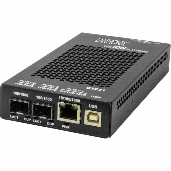 Transition Networks S3221-1040 Transceiver/Media Converter - 1 x Network (RJ-45) - USB - Gigabit Ethernet - 10/100/1000Base-T, 100/1000Base-X - 1000 Mbit/s - 0.10 km - 2 x Expansion Slots - SFP - 2 x SFP Slots - AC Adapter - Wall Mountable, DIN Rail Mount