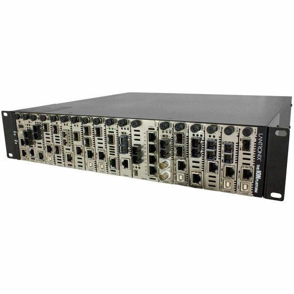 Lantronix ION219 Chassis - 2 x Number of Power Supplies Supported - 19 Slot Management Port - 2U - Wall Mount, Rack-mountable