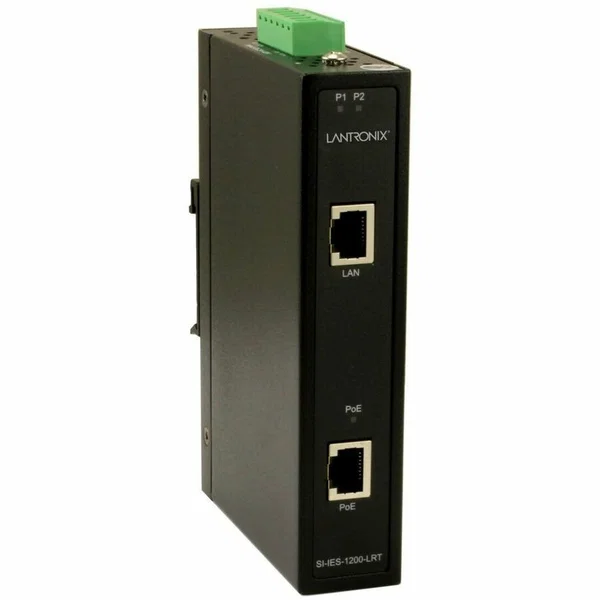 Lantronix Unmanaged Hardened PoE+ Injector - 24 V DC, 48 V DC Input - 1 x 10/100/1000Base-T Input Port(s) - 1 x Gigabit PoE+ Output Port(s) - 30 W