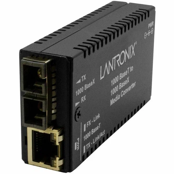 Lantronix M/GE-T-LX-01 Transceiver/Media Converter - 1 x Network (RJ-45) - 1 x SC Ports - Single-mode - 1310 nm Fiber - Gigabit Ethernet - 1000Base-LX, 1000Base-T - 1000 Mbit/s - 10 km - AC/DC - Wall Mountable, DIN Rail Mountable, Rack-mountable, Standalo