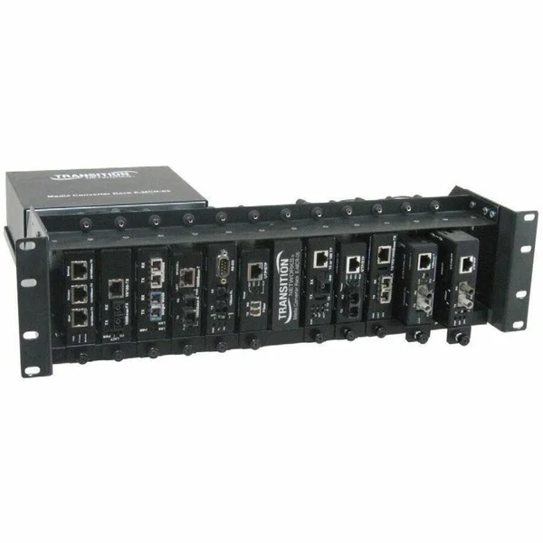 Transition Networks 12-Slot Media Converter Rack - 1 x Number of Power Supplies Supported - 1 x Number of Power Supplies Installed - 12 Slot - 3U - Rack-mountable, Standalone