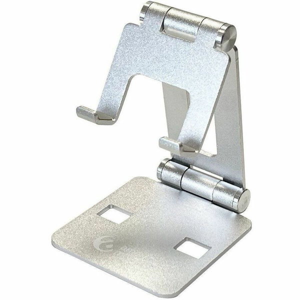 Amer Mounts Simplicity Folding Phone Stand (Bright Aluminum) - Aluminum Alloy - Silver - For Telephone, Tablet - Foldable, Adjustable, Adjustable Angle, Sturdy, Slip Resistant, Scratch Resistant, Damage Resistant