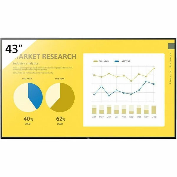 Sony Professional FW-43EZ20L Digital Signage Display - 43" LCD - In-plane Switching (IPS) Technology - High Dynamic Range (HDR) - 16 Hours/ 7 Days Operation - Sony X1 - 3840 x 2160 - 16:9 - 8 ms - Direct LED - 350 Nit - 2160p - HDMI - USB - Serial - Wirel