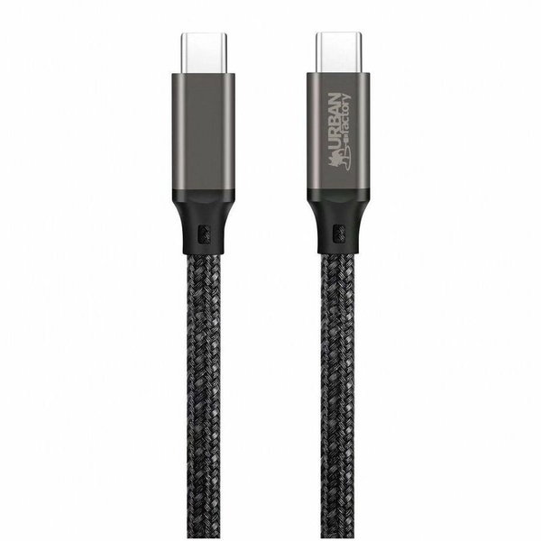 Urban Factory BASEE: 240W USB-C / USB-C Cable - 6.56 ft USB-C Data Transfer Cable for Notebook, Smartphone, Tablet - First End: 1 x USB Type C - Male - Second End: 1 x USB Type C - Male - 10 Gbit/s - Space Gray