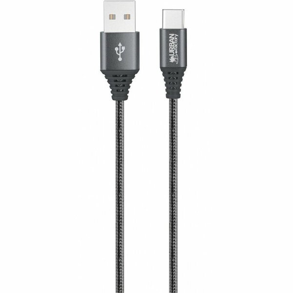 Urban Factory BRAIDEE 2 M USB-A / USB-C CABLE - 6.56 ft USB-C/USB-A Data Transfer Cable - First End: 1 x USB 24-pin Type C - Male - Second End: 1 x USB 2.0 4-pin Type A - Male - 480 Mbit/s - Space Gray