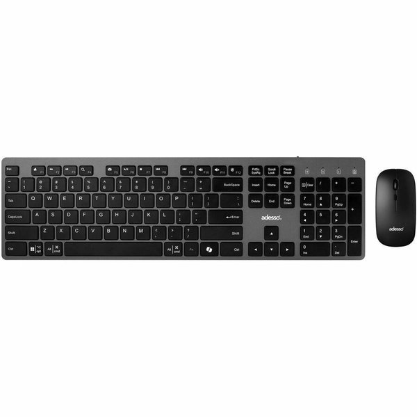 Adesso EasyTouch WKB-7300 Keyboard & Mouse - USB Type A Scissors Wireless RF 2.40 GHz Keyboard - 112 Key - English (US) - USB Type A Wireless RF Mouse - Optical - 1200 dpi - CoPilot, Windows Key, My Computer, Back, Forward, Search, Email, Play/Pause, Stop