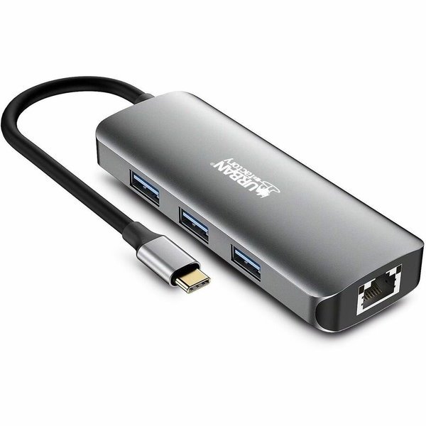 Urban Factory HUBEE Docking Station - for Smartphone, Desktop PC, Tablet PC, Notebook - USB Type C - 4K UHD - 3840 x 2160 - 4 x USB Ports - 3 x USB 3.0 - 3 x USB Type-A Ports - USB Type-A - 1 x USB Type-C Ports - USB Type-C - 1 x RJ-45 Ports - Network (RJ