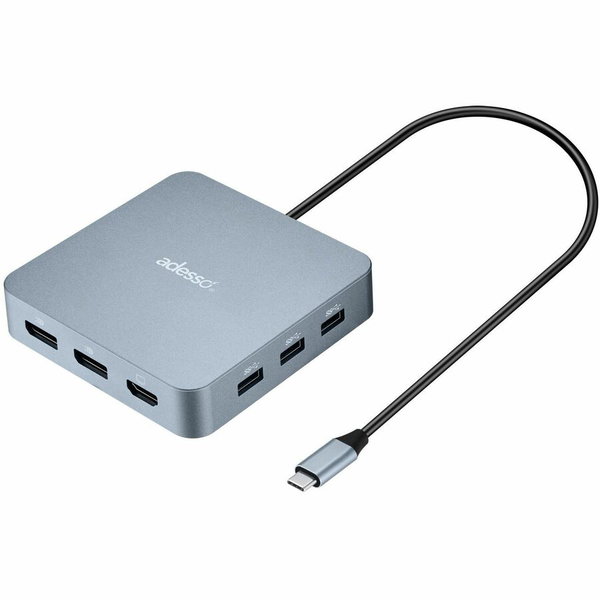 Adesso AUH-4051 Docking Station - for Monitor, Notebook - Charging Capability - 65 W - USB Type C - 3 Displays Supported - 4K @ 60Hz, 8K @ 30Hz - 3840 x 2160, 7680 x 4320 - 5 x USB Ports - 3 x USB Type-A Ports - USB Type-A - 2 x USB Type-C Ports - USB Typ