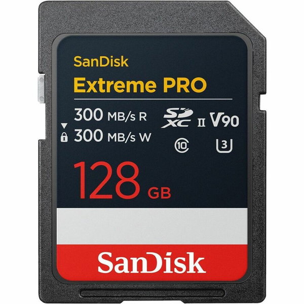 SanDisk Extreme PRO SDSDXDM-128G-GN4IN 128 GB Class 10/UHS-II (U3) V90 SDXC - 1 - 300 MB/s Read - 300 MB/s Write